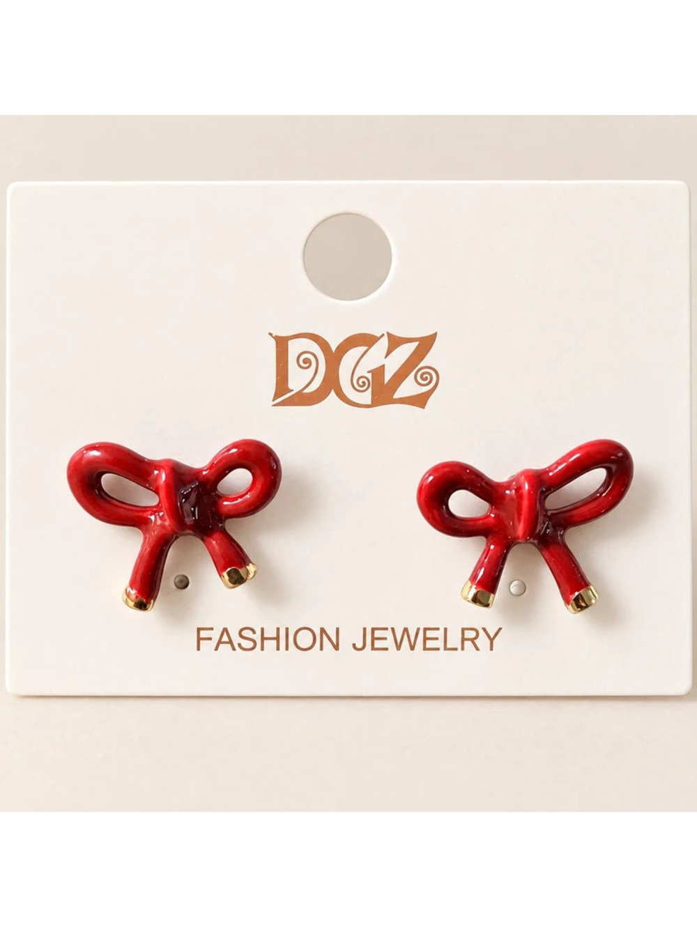Red Bow Stud Earrings Gold Tips Retro Jewelry Gift for her Cute Vintage Fashions